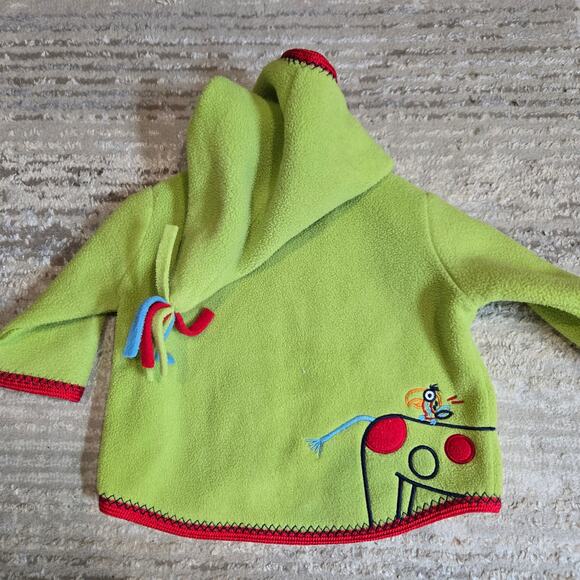 Vintage Hanna Andersson Hooded Cardigan Sweater Jacket Full Zip Giraffe Bird 0-3 - Picture 5 of 5